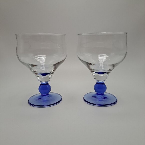 Bormioli Rocco Minorca Footed Dessert Margarita Glasses Set Of 2 Blue Stem - Picture 11 of 13
